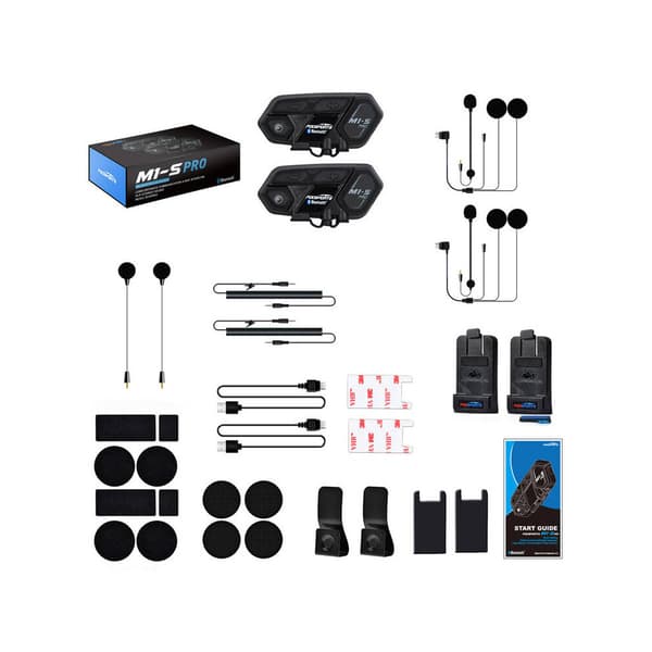 Intercom headset för motorcykel med 2000 meters räckvidd och Bluetooth-stöd - 2-pack