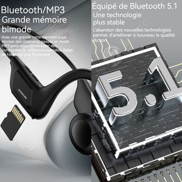 INN Bone conduction hörlurar IPX5 LED-skärm bluetooth 5.2 headset 8H batteritid MP3 bluetooth dual mode trådlöst bluetooth headset