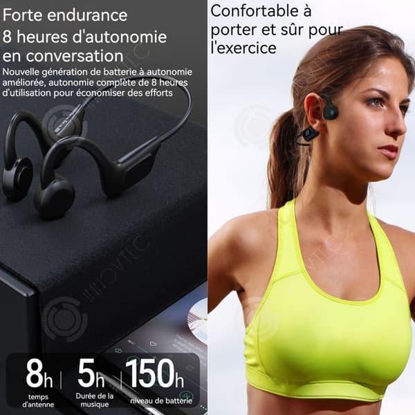 INN Bone conduction hörlurar IPX5 LED-skärm bluetooth 5.2 headset 8H batteritid MP3 bluetooth dual mode trådlöst bluetooth headset