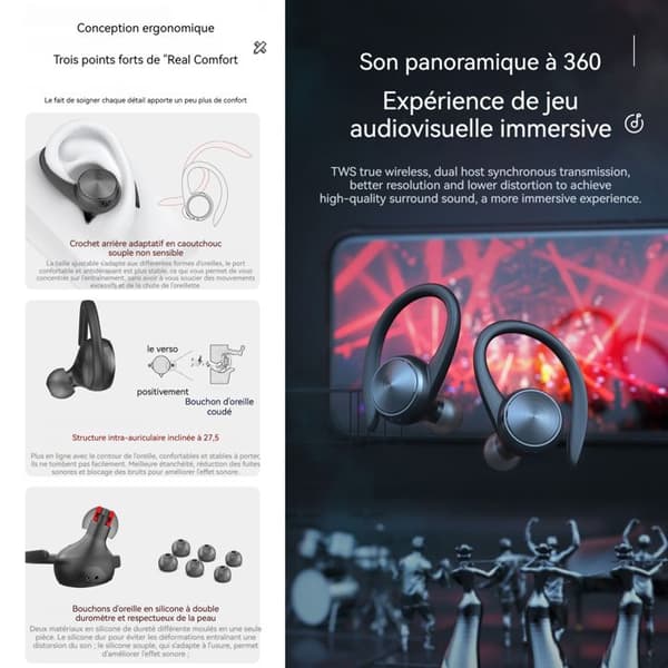 I® sport bluetooth hörlurar 65T Wireless Headset TWS5.0 in-ear för Jabra 75T Bluetooth Headset Svart