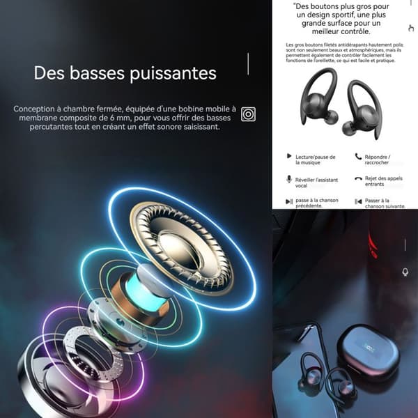 I® sport bluetooth hörlurar 65T Wireless Headset TWS5.0 in-ear för Jabra 75T Bluetooth Headset Svart