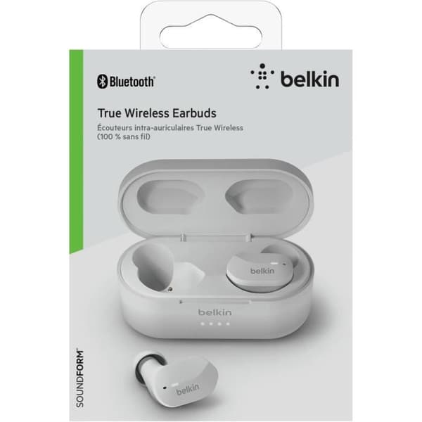 BELKIN SOUNDFORM™ - True Wireless Bluetooth-hörlurar - IPX5 - 3 spetsstorlekar - 5h batteritid - Vit