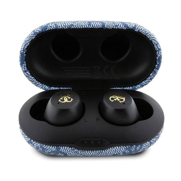 Guess 4G metalllogotyp - TWS ENC Bluetooth-headset + laddningsfodral (blå)