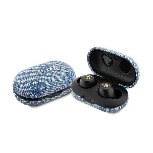 Guess 4G metalllogotyp - TWS ENC Bluetooth-headset + laddningsfodral (blå)