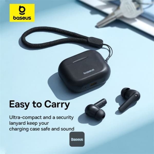 Bowie E17 Wireless Earbuds (A00072200223-Z1) Bluetooth 5.3, True Wireless, Dual ENC Mic, med Baseus White Lanyard