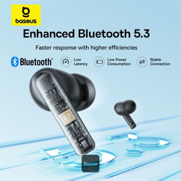 Bowie E17 Wireless Earbuds (A00072200223-Z1) Bluetooth 5.3, True Wireless, Dual ENC Mic, med Baseus White Lanyard