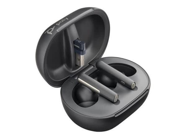 Trådlösa hörlurar - USB-A via Bluetooth-adapter - HP Inc. - Poly Voyager Free 60+ UC - Trådlösa hörlurar med mikrofon - i örat