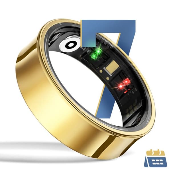 Bluetooth-ansluten ring Hälsospårning Multisport Vattentät Storlek 9 Guld