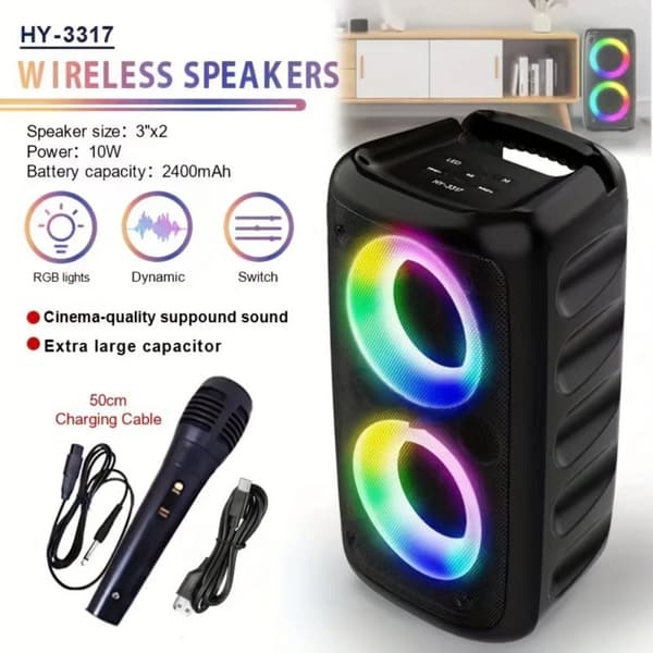 Trådlös högtalare, 10W uteffekt, 2400mAh batteri,Talare, HY-3317