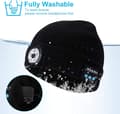 Miniatyrbillede 3 af 5: Moorle Bluetooth Beanie Hat Høretelefon, 5 LED Hue Trådløst Headset Musik Hat Tekniske Gaver Til Mænd Kvinder Teenagere Drenge Piger Sort