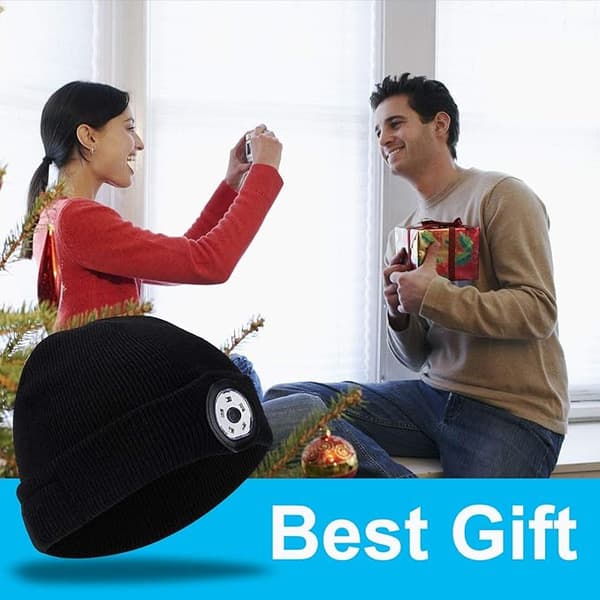 Moorle Bluetooth Beanie Hat Høretelefon, 5 LED Hue Trådløst Headset Musik Hat Tekniske Gaver Til Mænd Kvinder Teenagere Drenge Piger Sort