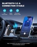 Miniatyrbild 3 av 10: Lollanda Bil-Bluetooth-mottagare med 3,5 mm AUX – trådlös ljudadapter med brusreducering, handsfree-samtal, 16 timmars batteritid