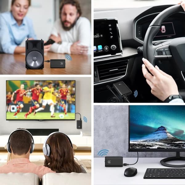 Lollanda 2-i-1 Bluetooth 5.0 Biladapter – Bærbar Sender og Modtager Til Lyd, Kompatibel Med Bærbar Computer, Radio