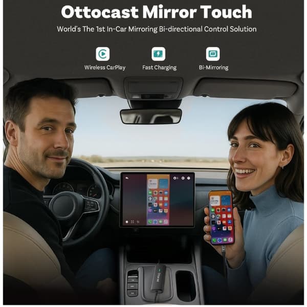 Ottocast Mirror Touch Trådlös CarPlay Biladapter DisplayPort