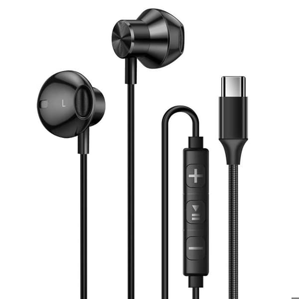 USB-C in-ear hörlurar med magnet för musik och samtal, handsfree LinQ svart