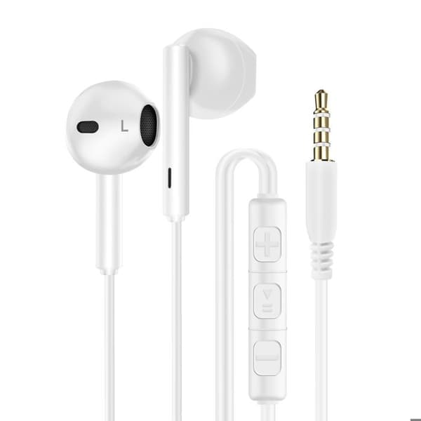 Jack 3,5mm In-ear hörlurar 1,2m Musik och samtal handsfree LinQ Vit
