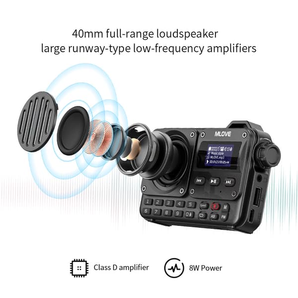 Bärbar Bluetooth-högtalare, FM-radio, AUX-ingång, lång batteritid,svart