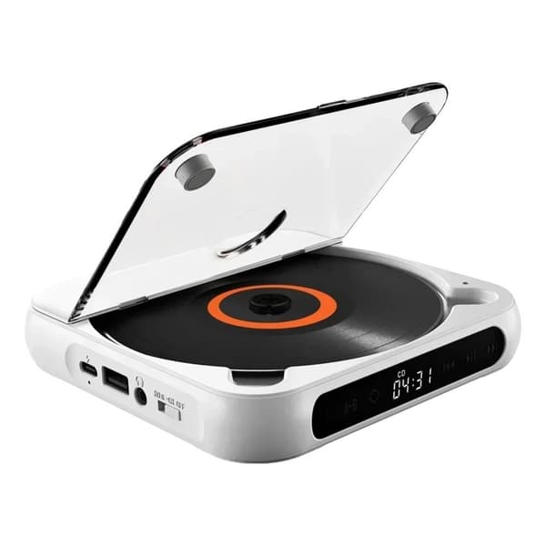CD-soitin, Bluetooth 5.3, 1200 mA akku, useita ääniformaatteja,Valkoinen