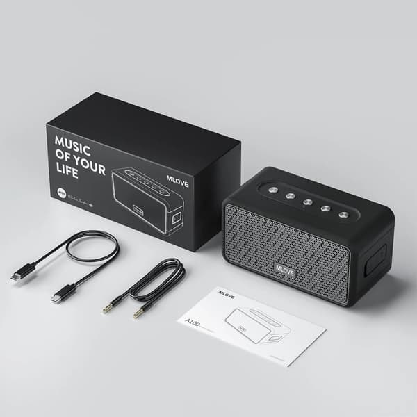 Bärbar Bluetooth-högtalare, Bluetooth 5.3, 4400mAh batteri, IPX5 vattentålig,svart