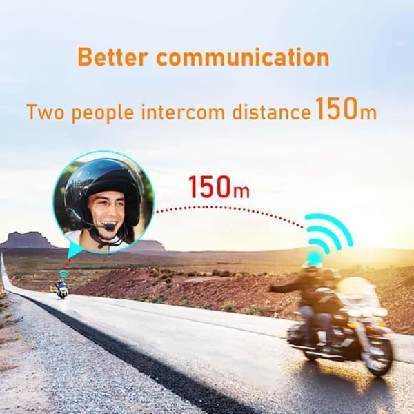 BOROCO Kit Huvudfri Motocykel, BT12B V5.0 Hi-FI Kit Bluetooth Huvudtelefon Motocykel