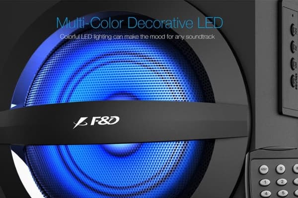 Tietokonekaiuttimet Fenda F&amp;D A140X 2.1 multimediakaiuttimet, 37 W RMS (12 Wx2 + 13 W), 2x3-tuumainen satelliitti + 4-tuumainen subwoofer, BT 5.0