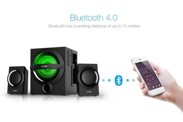 Tietokonekaiuttimet Fenda F&amp;D A140X 2.1 multimediakaiuttimet, 37 W RMS (12 Wx2 + 13 W), 2x3-tuumainen satelliitti + 4-tuumainen subwoofer, BT 5.0