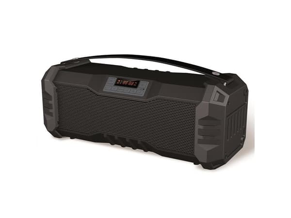 Platinet PMG75B, 11 W, 11 W, Ledning & Trådløs, 10 m, Stereo bærbar høyttaler, Sort, Grå Sort, Grå