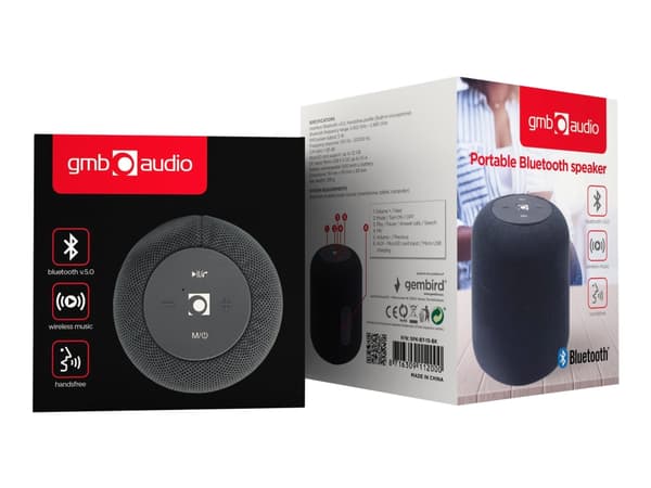 Gembird SPK-BT-15 - Høyttaler - for bærbar bruk - trådløs - Bluetooth - 5 watt - svart Sort