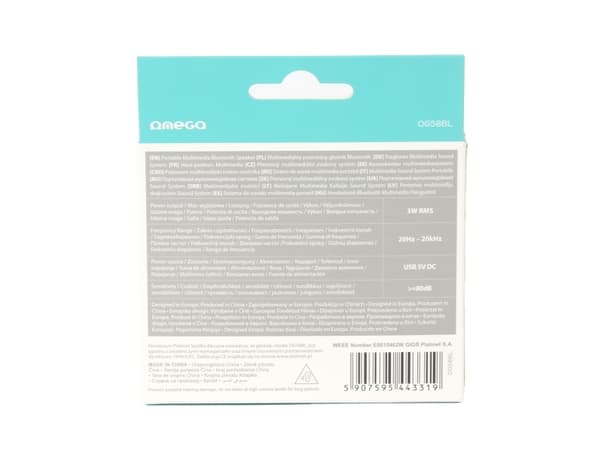 Omega OG58BL, 3 W, 20 - 20000 hz, 80 dB, Trådlös, Svart, Blå, Surfplatta/Smartphone