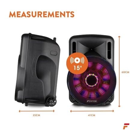 Fenton FT15LED karaokehögtalare 800W 15" med LED-belysning