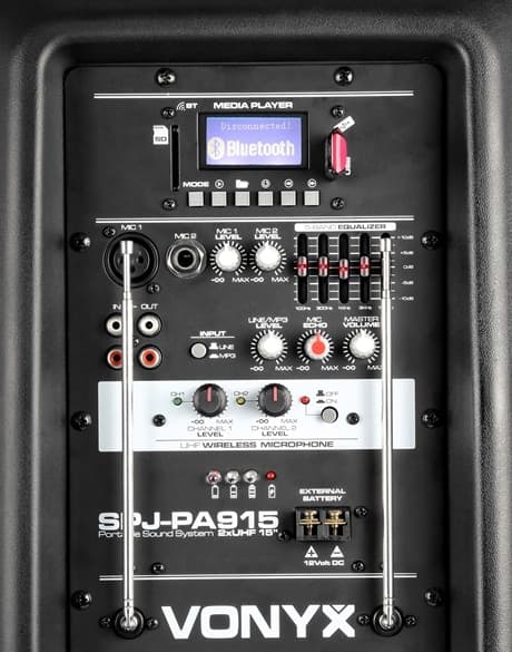 Vonyx SPJ-PA915 Mobile Amp ABS 15" 2 UHF