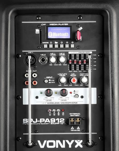 Vonyx SPJ-PA912 Mobile Amp ABS 12" 2 UHF
