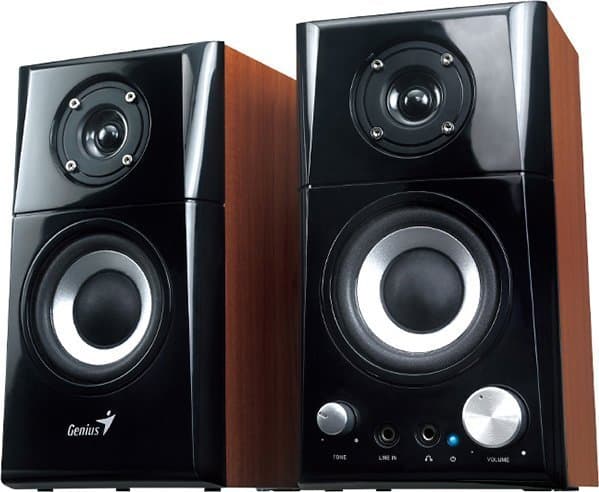 Genius 31730032400, 2-veis, 2.0 kanaler, Koblet med ledninger (ikke trådløs), 14 W, 100 - 20000 Hz, Svart, Tre