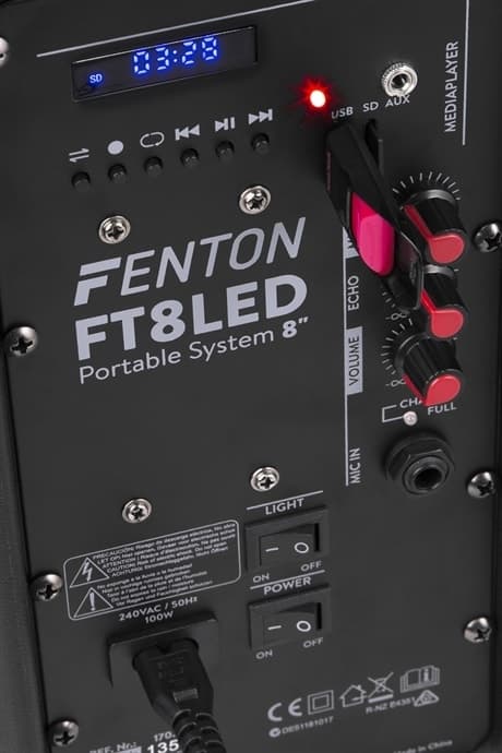 Fenton FT8LED Portabelt aktivt högtalare 8"