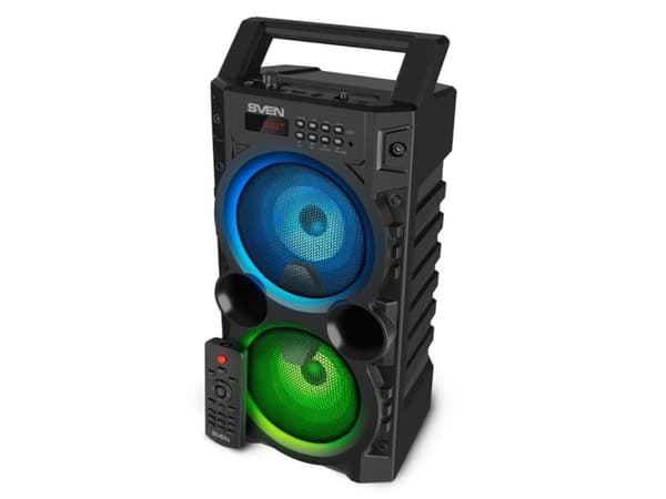 Tietokonekaiuttimet SVEN PS-440 kaiutin, musta, 2x10W (RMS), TWS, Bluetooth, FM, USB, Micro SD, LED-näyttö, RC, litium-akku