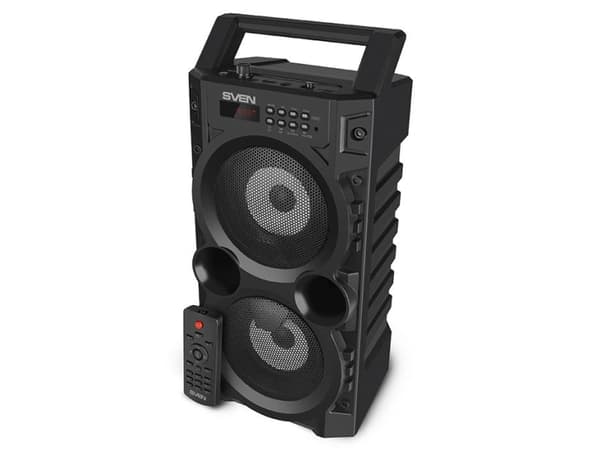 Tietokonekaiuttimet SVEN PS-440 kaiutin, musta, 2x10W (RMS), TWS, Bluetooth, FM, USB, Micro SD, LED-näyttö, RC, litium-akku
