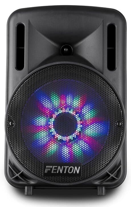 Portabel Aktiv högtalare 10” Fenton FT10LED med trådlös mikrofon och Bluetooth