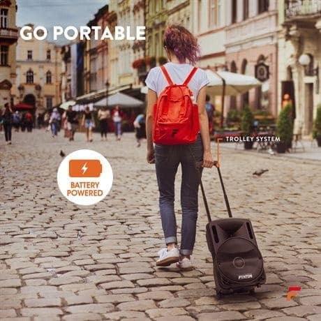 Portabel Aktiv högtalare 10” Fenton FT10LED med trådlös mikrofon och Bluetooth