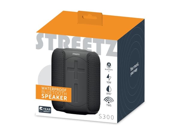 STREETZ - Høyttaler - for bærbar bruk - trådløs - Bluetooth - 10 watt - svart
