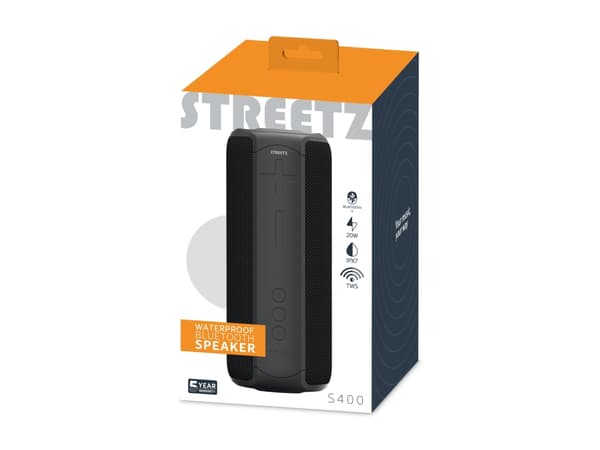 STREETZ CM767 - Högtalare - för bärbar användning - trådlös - Bluetooth - 20 Watt - svart