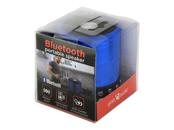 Gembird SPK-BT-08-B - Högtalare - för bärbar användning - trådlös - Bluetooth - 3 Watt - blå Svart, Blå
