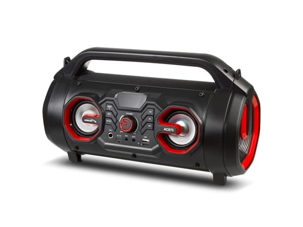 Audiocore AC875 Bazooka bärbar Bluetooth-högtalare Boombox 30W (20W + 5Wx2) IPX4 stänkskyddad / radio / microSD / Aux-In / USB / belysning / mikrofon