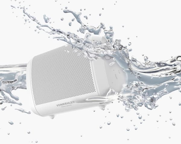 Vonmählen Air Beats Mini, Langaton, 10 m, Kannettava monokaiutin, Valkoinen, akryylinitriilibutadieenistyreeni, silikoni, ruostumaton teräs, painikke