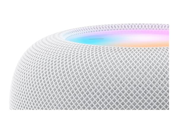 Apple HomePod, Apple Siri, Cylinder, White, Fabric, Home app and HomeKit, Siri, VoiceOver, Intercom transcriptions, Touch Accommodations, Multi