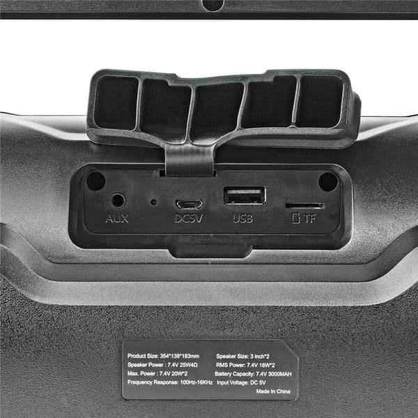 Nedis Bluetooth® Party Boombox | 6 timmar | 2.0 | 120 W | Uppspelning av media: AUX / Micro SD / USB | IPX5 | Synkroniseringsbar | Bärhandtag | Festlj