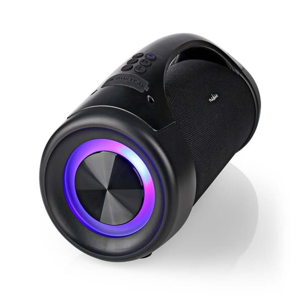 Nedis Bluetooth® Party Boombox | 6 timer | 2.0 | 50 W | Medieafspilning: AUX / USB | IPX5 | Kan parres | Bærehåndtag | Fest lys | Sort