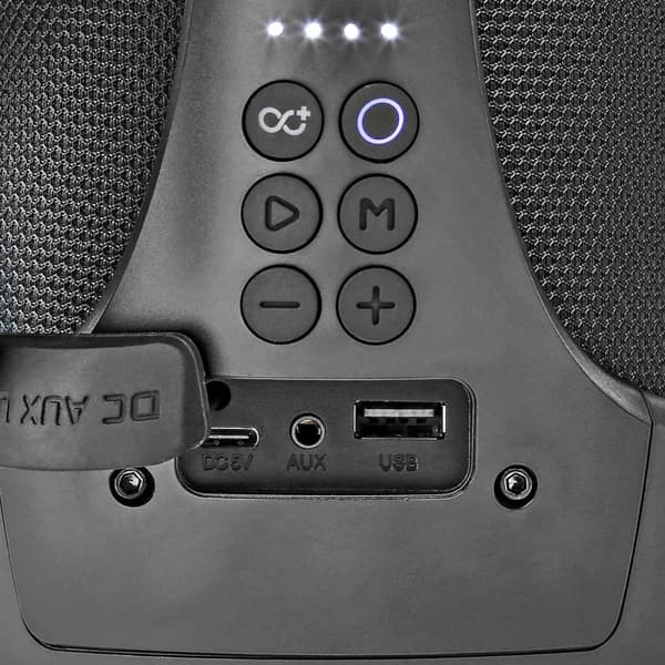Nedis Bluetooth® Party Boombox | 6 timer | 2.0 | 50 W | Medieafspilning: AUX / USB | IPX5 | Kan parres | Bærehåndtag | Fest lys | Sort