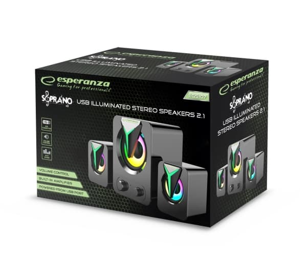 Esperanza EGS107 højttalere 2.1 USB LED 5 W Sort