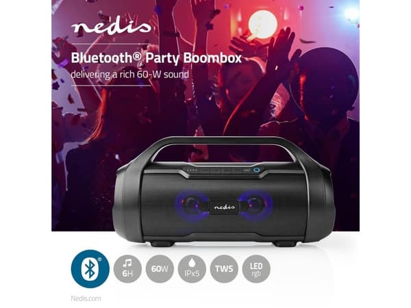 Nedis SPBB310BK, 2.0 kanaler, 7.6 cm, 36 W, 80 - 13000 Hz, 4 ohm (O), 68 dB