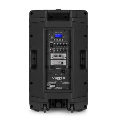 Vonyx VSA700 ABS 15" mobil högtalare med Bluetooth och 2 x trådlösa handmikrofoner